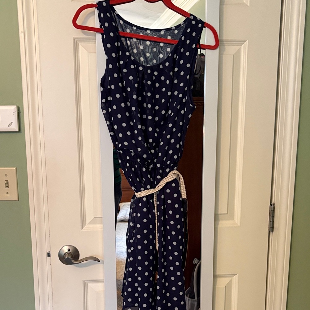 Alyx Navy Polka Dot Sleeveless Dress